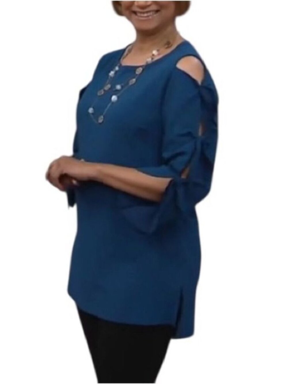 Du Jour Knit Tunic w/ Tie Sleeve Detail